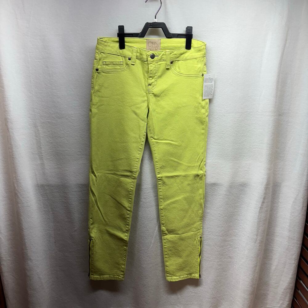 NWT ChaSor Green and Yellow‎ Tapered Ankle Jeans - Sz 26